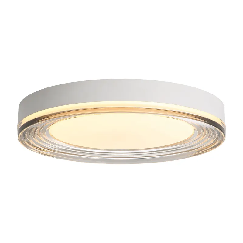 Ondulada Integrated LED 16in Flush Mount in Sand White and Smoky Acrylic — Golden Lighting LED Ceiling Lights  
