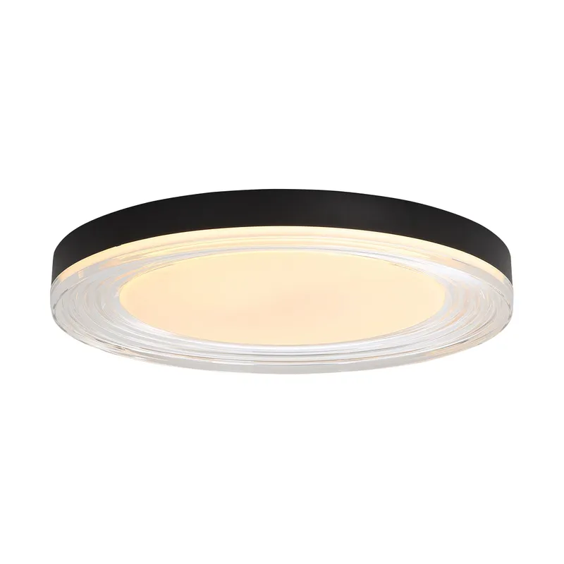 Ondulada Integrated LED 20in Flush Mount in Sand Black and Clear Glass — Golden Lighting LED Ceiling Lights  