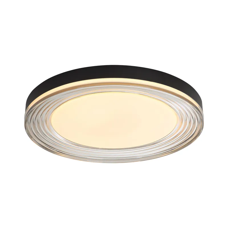 Ondulada Integrated LED 20in Flush Mount in Sand Black and Smoky Acrylic — Golden Lighting LED Ceiling Lights  