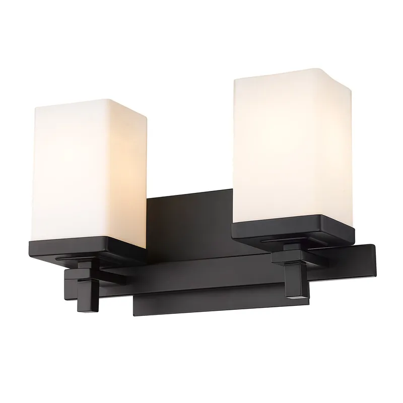 Maddox 2-light Vanity in Matte Black — Golden Lighting LED Wall Lights  