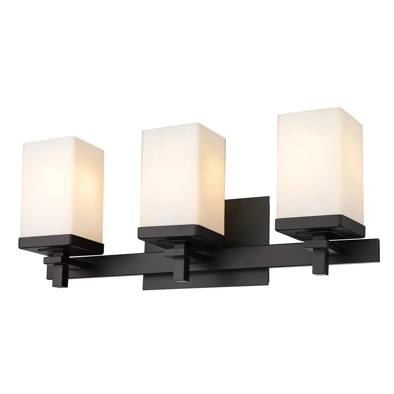 Maddox 3-light Vanity in Matte Black — Golden Lighting LED Wall Lights  