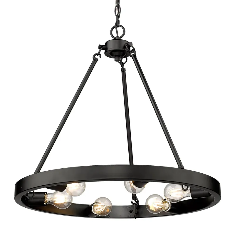 Castile 6-light Chandelier in Matte Black — Golden Lighting LED Pendant Lights  