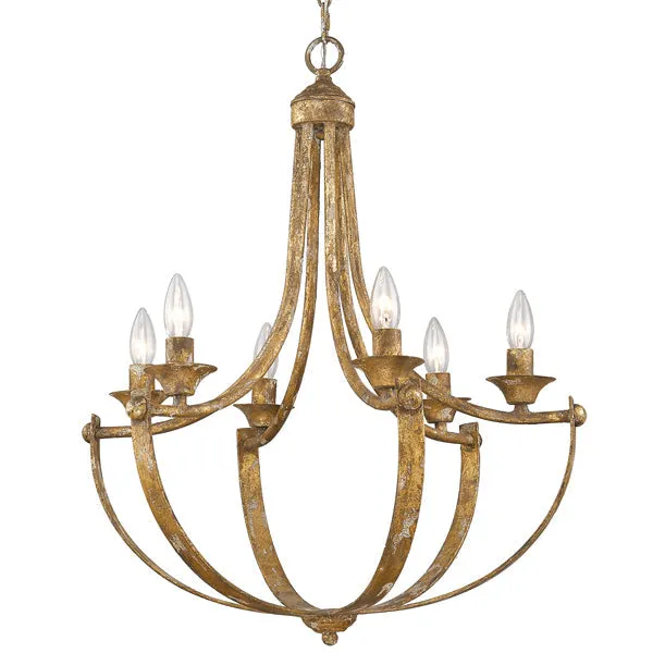Victoria 6-light Chandelier in Heirloom Gold — Golden Lighting LED Pendant Lights  
