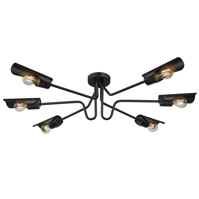 Newton 6-light Semi-Flush Mount in Matte Black — Golden Lighting LED Ceiling Lights  