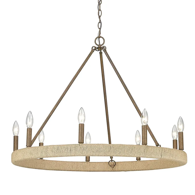 Yates 9-light Chandelier in Burnished Chestnut — Golden Lighting LED Pendant Lights  