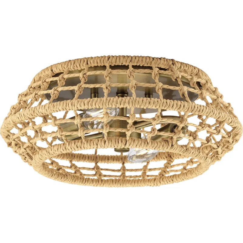 Laila Collection 12-1/4 in. Two-Light Flush Mount with Woven Jute Accents — Progress Lighting LED Post Top Lights  