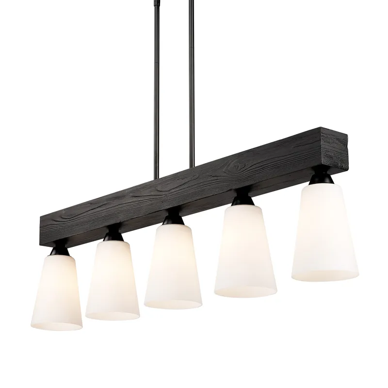 Neela 5-light Island Light in Matte Black — Golden Lighting LED Pendant Lights  