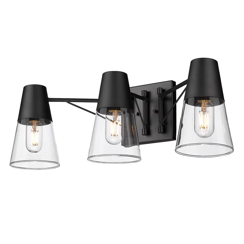 Ryker 3-light Vanity in Matte Black — Golden Lighting LED Wall Lights  