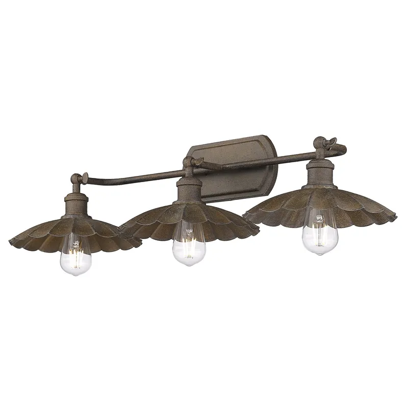 Clemence 3-light Vanity in Dark Rust — Golden Lighting LED Wall Lights  