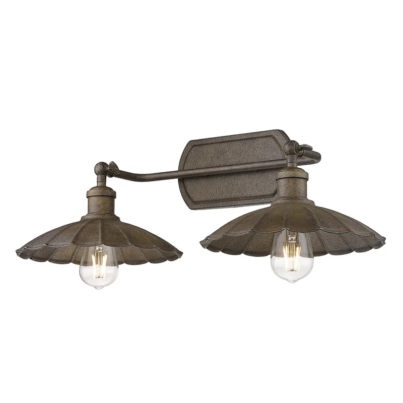 Clemence 2-light Vanity in Dark Rust — Golden Lighting LED Wall Lights  