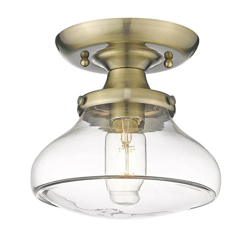 Nash 1-light Semi-Flush Mount in Aged Brass — Golden Lighting LED Ceiling Lights  