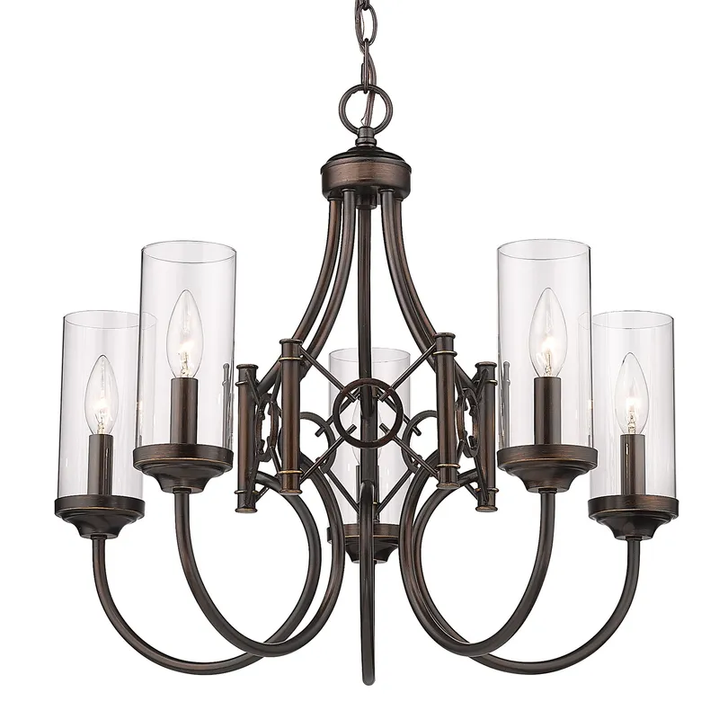 Quincy 5-light Chandelier in Cordoban Bronze — Golden Lighting LED Pendant Lights  