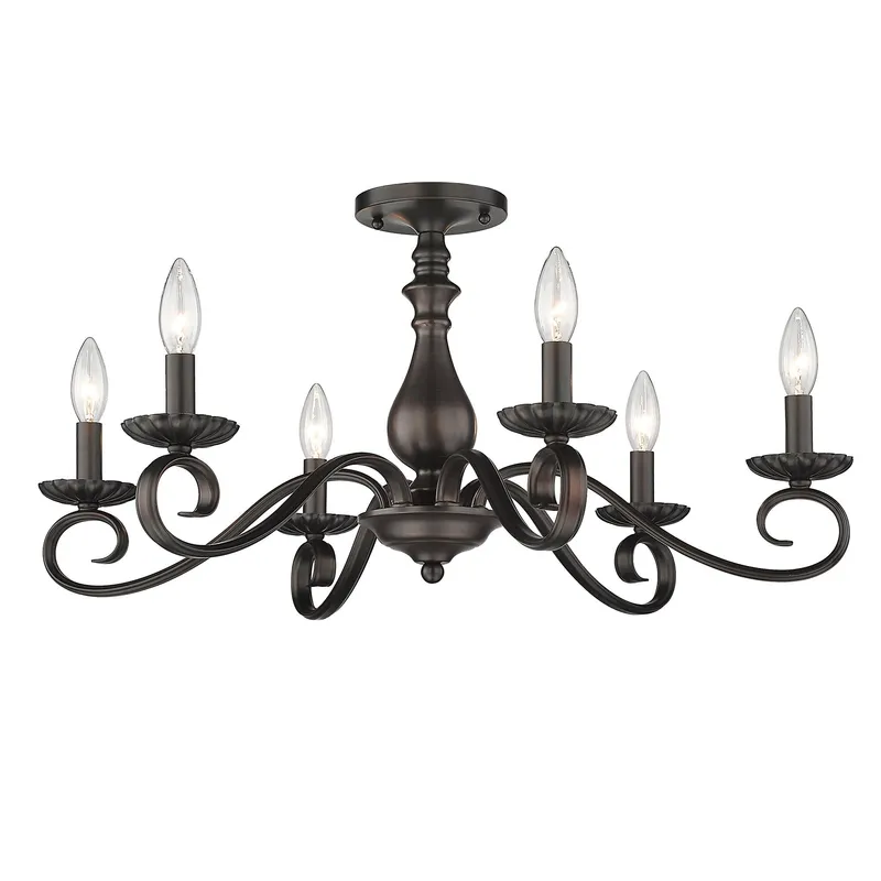 Larrick 6-light Semi-Flush Mount in Rubbed Bronze — Golden Lighting LED Ceiling Lights  