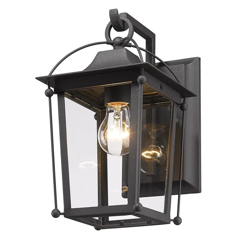 Brigham 1-light Outdoor Wall in Natural Black — Golden Lighting LED Bollards & Pathway Lights  