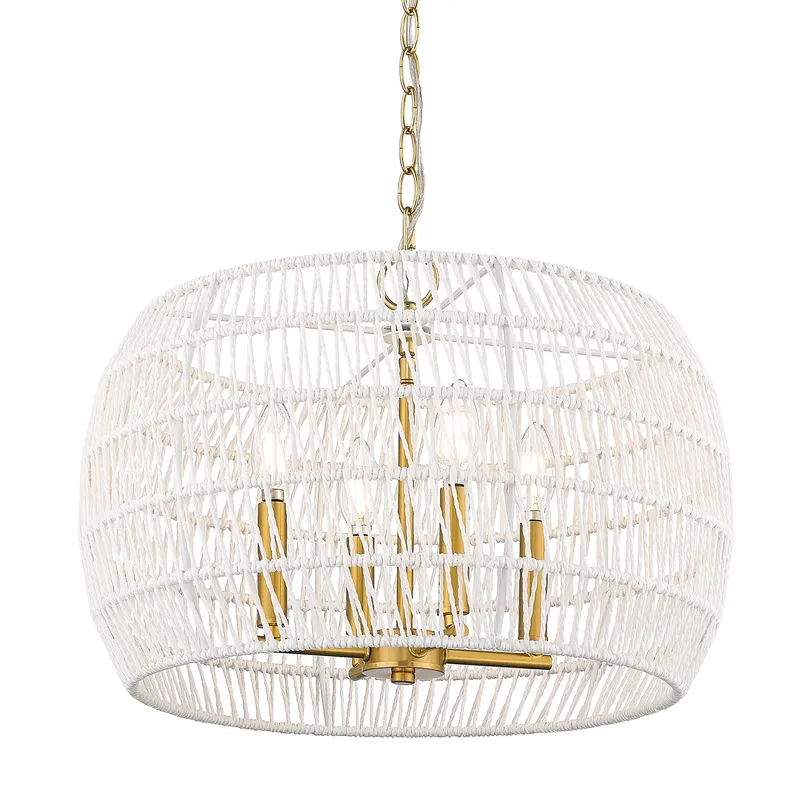 Ellie 4-light Chandelier in Modern Brushed Gold — Golden Lighting LED Pendant Lights  