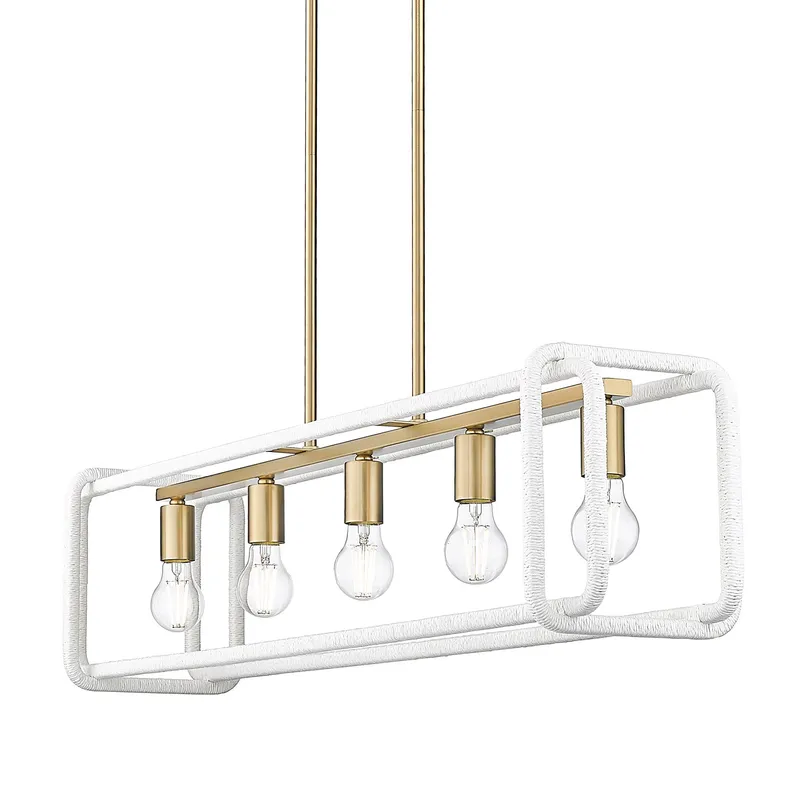 Camden 5-light Island Light in Brushed Champagne Brass — Golden Lighting LED Pendant Lights  
