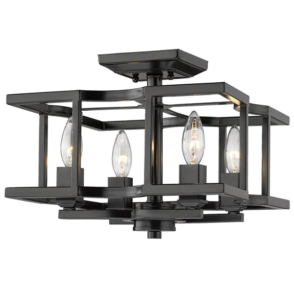 Bellare 4-light Semi-Flush Mount in Matte Black — Golden Lighting LED Ceiling Lights  