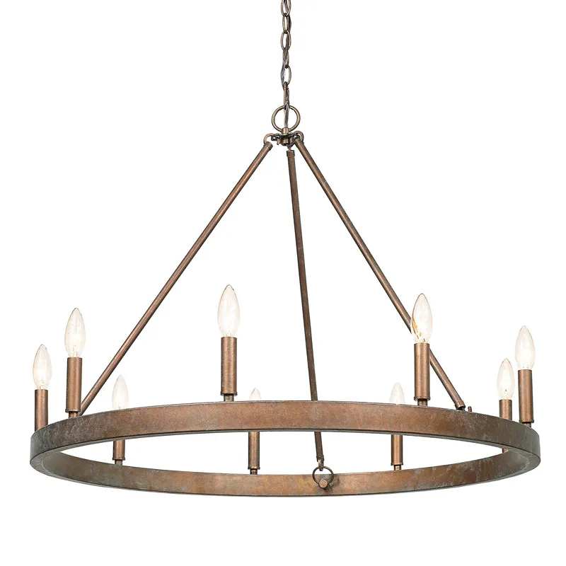 Carraway 9-light Chandelier in Copper Patina — Golden Lighting LED Pendant Lights  