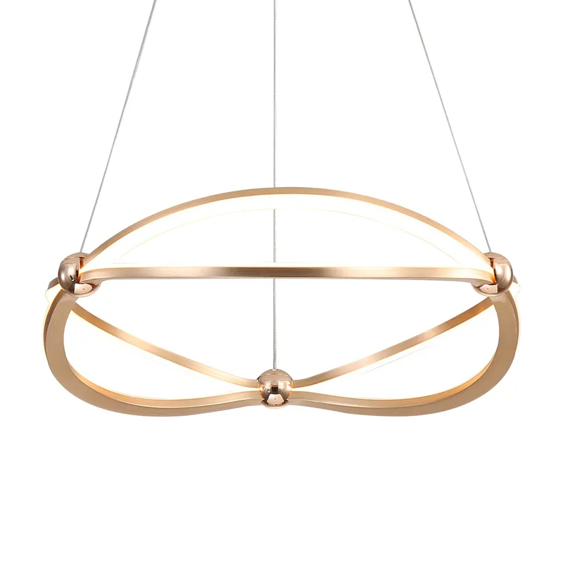 Spirale Integrated LED 19in Chandelier in Anodized Gold — Golden Lighting LED Pendant Lights  