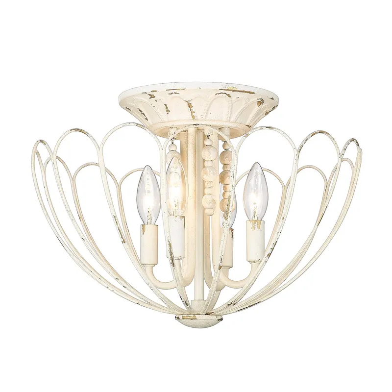 Marguerite 4-light Semi-Flush Mount in Vintage Parisian White — Golden Lighting LED Ceiling Lights  