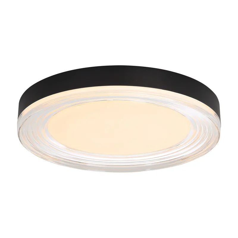 Ondulada Integrated LED 16in Flush Mount in Sand Black and Clear Glass — Golden Lighting LED Ceiling Lights  