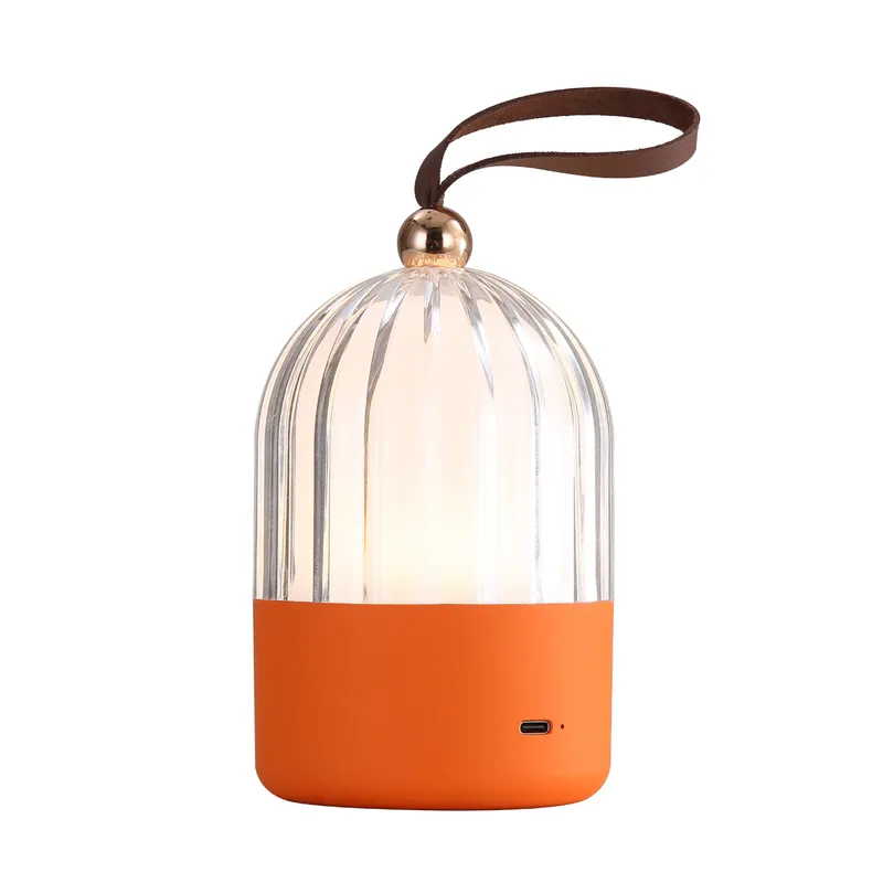 Lunari Cordless Integrated LED Table Lamp in Matte Orange — Golden Lighting LED General Lighting  