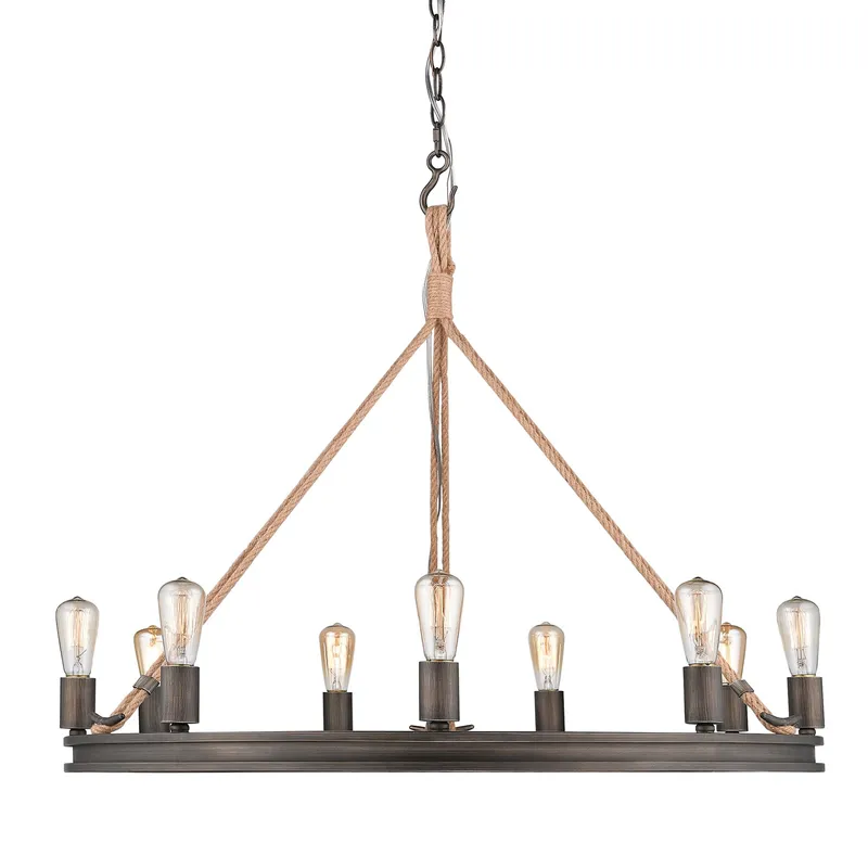 Chatham 9-light Chandelier in Gunmetal Bronze — Golden Lighting LED Pendant Lights 60.0W 