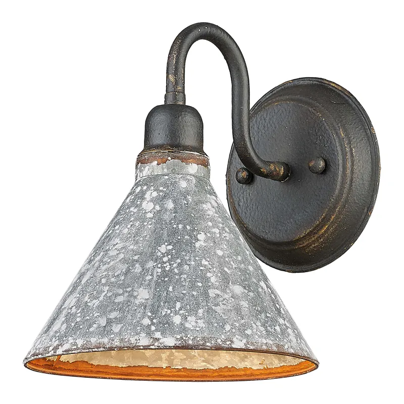 Jasper 1-light Wall Sconce in Antique Black Iron — Golden Lighting LED Wall Lights 100.0W 
