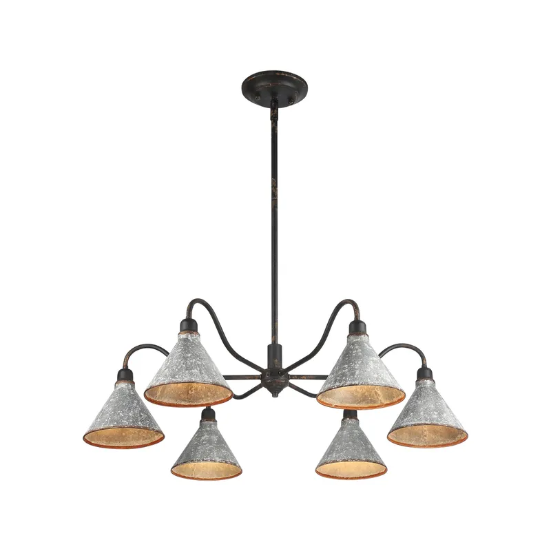 Jasper 6-light Chandelier in Antique Black Iron — Golden Lighting LED Pendant Lights 60.0W 