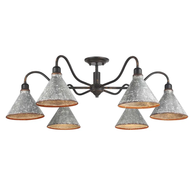 Jasper 6-light Semi-Flush Mount in Antique Black Iron — Golden Lighting LED Ceiling Lights 60.0W 