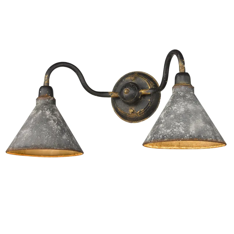 Jasper 2-light Vanity in Antique Black Iron — Golden Lighting LED Wall Lights  