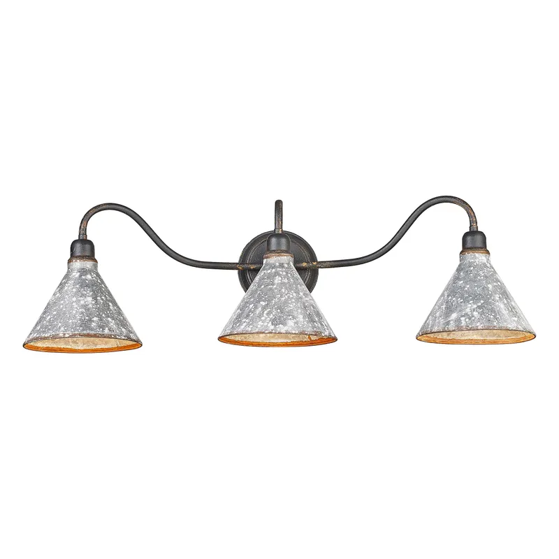 Jasper 3-light Vanity in Antique Black Iron — Golden Lighting LED Wall Lights  