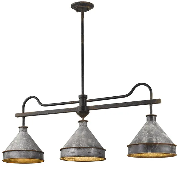 Jasper 3-light Island Light in Antique Black Iron — Golden Lighting LED Pendant Lights  