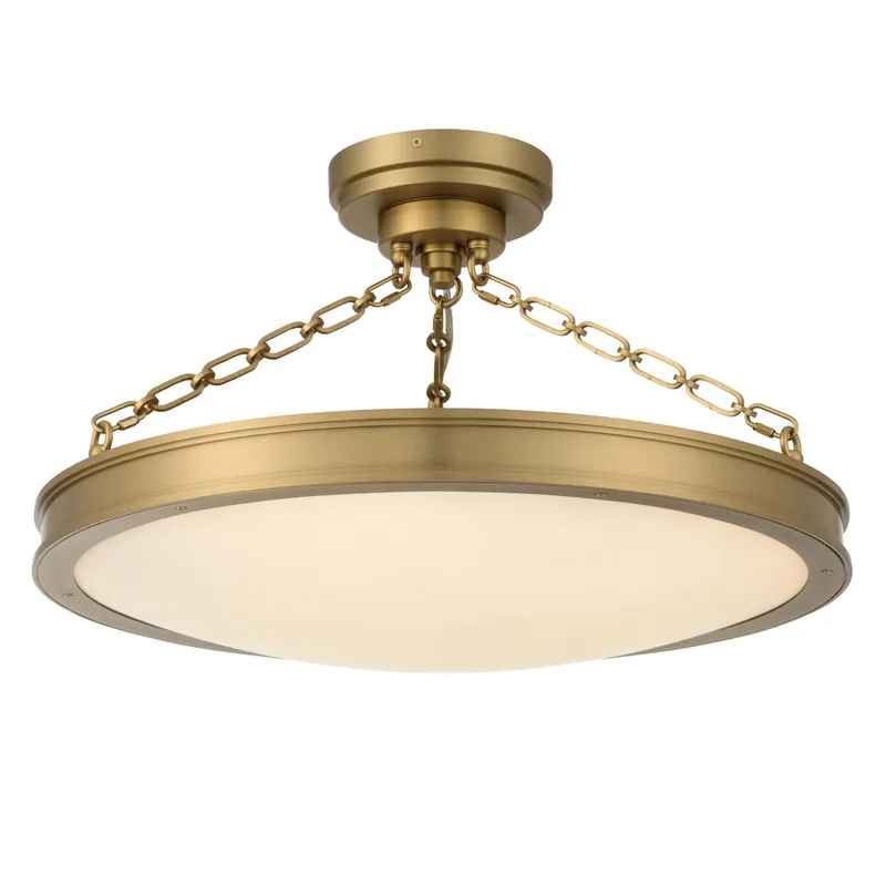 Cameron Integrated LED 24in Semi-Flush Mount in Brushed Champgne Brass with Etched Glass — Golden Lighting LED Ceiling Lights  3000K