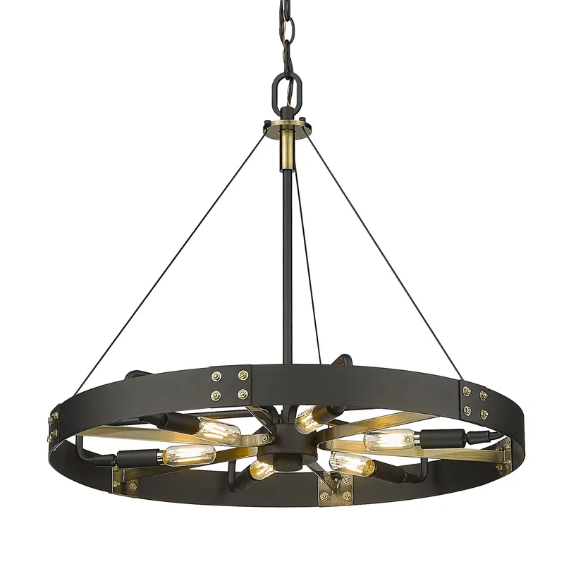 Golden Lighting Vaughn 6-light Pendant in Natural Black and Aged Brass Accents — Golden Lighting LED Pendant Lights  