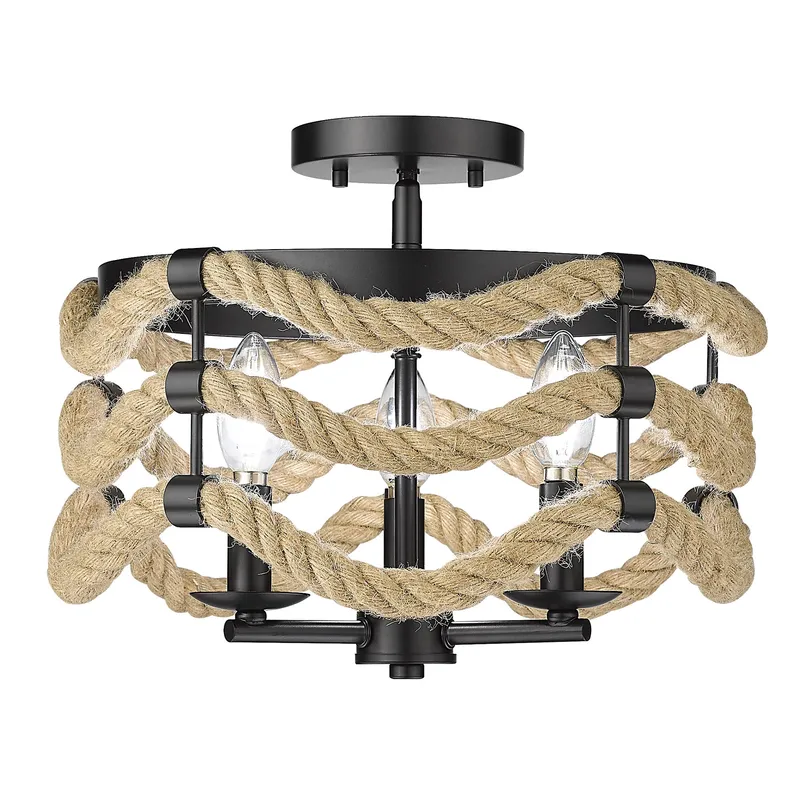 Golden Lighting Marissa 3-light Semi-Flush Mount in Matte Black — Golden Lighting LED Ceiling Lights  