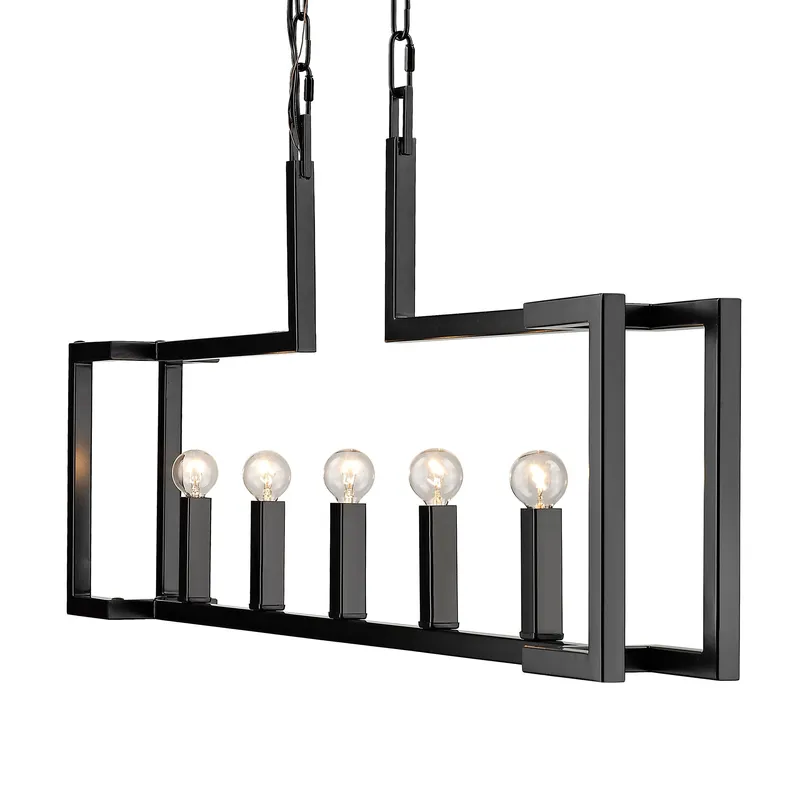 Golden Lighting Kinsington 5-light Island Light in Matte Black — Golden Lighting LED Pendant Lights 60.0W 