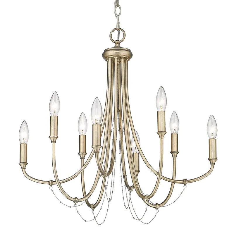 Golden Lighting Kamila 8-light Chandelier in White Gold — Golden Lighting LED Pendant Lights 60.0W 