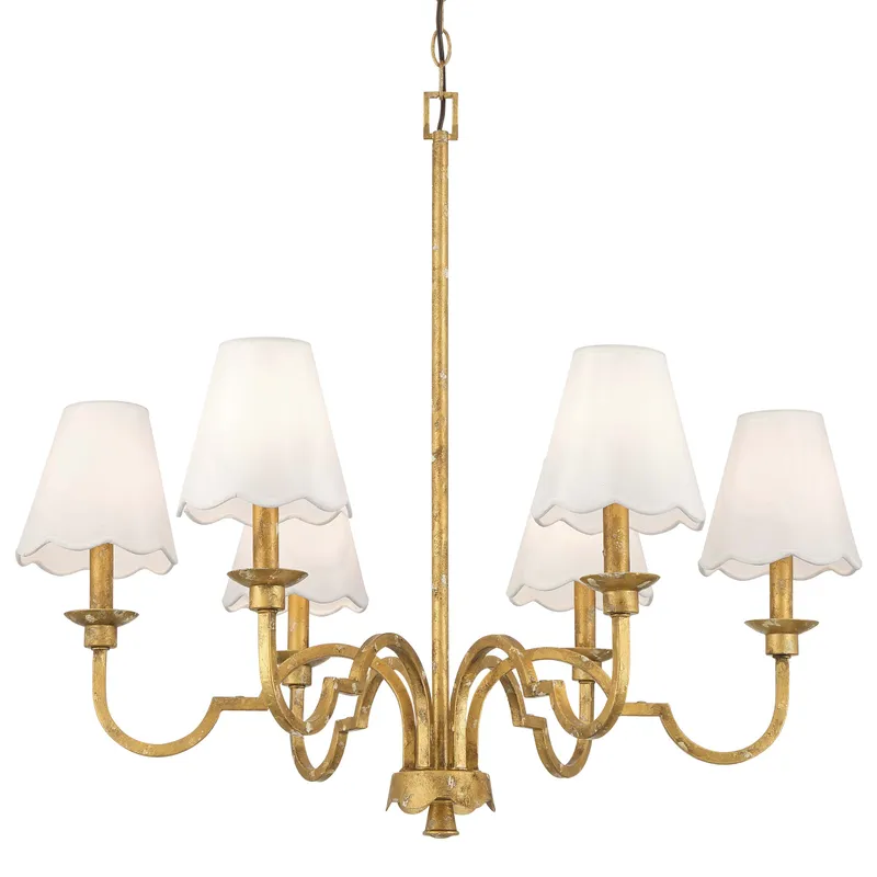Golden Lighting Cheshire 6-light Chandelier in Vintage Gold — Golden Lighting LED Pendant Lights 60.0W 