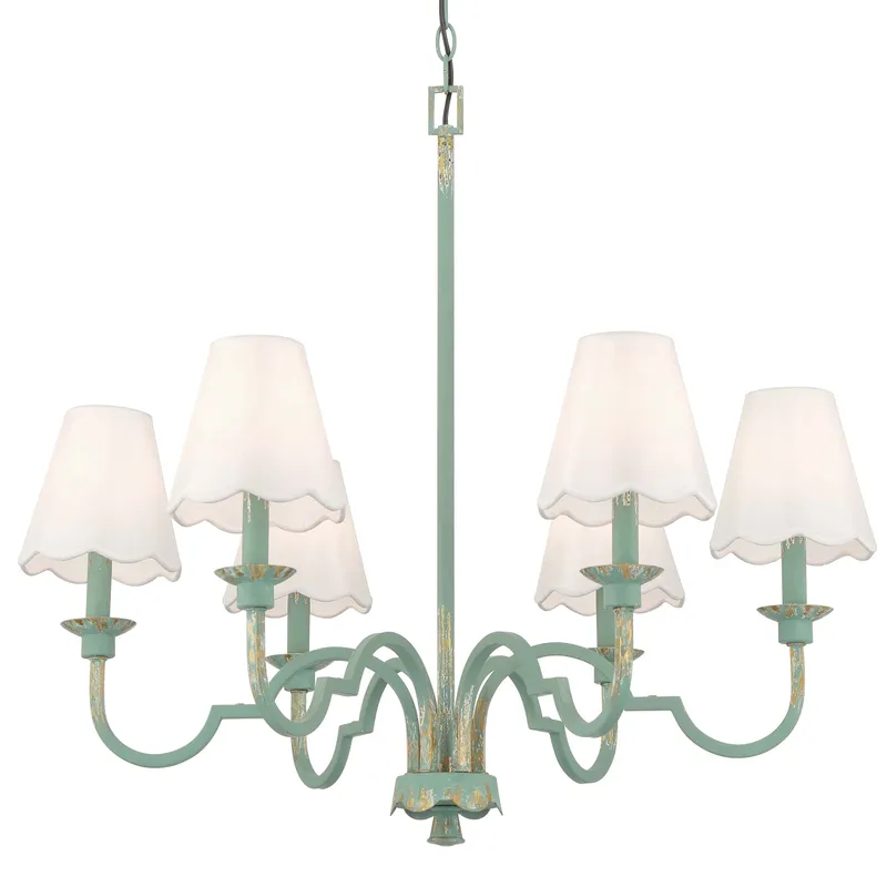 Golden Lighting Cheshire 6-light Chandelier in Antique Teal — Golden Lighting LED Pendant Lights  