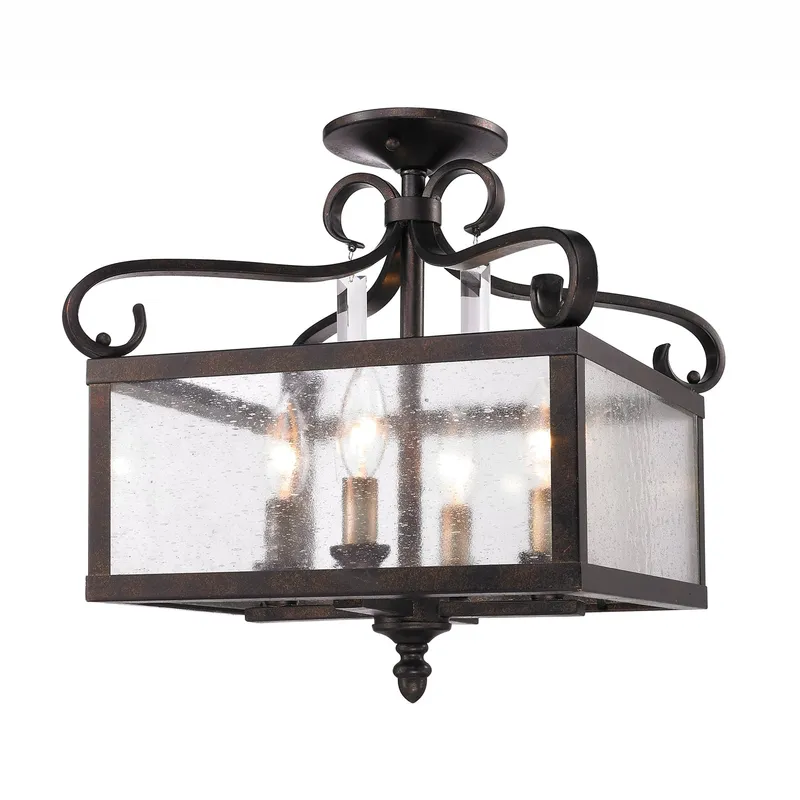 Golden Lighting Valencia 4-light Semi-Flush Mount in Fired Bronze — Golden Lighting LED Pendant Lights 60.0W 