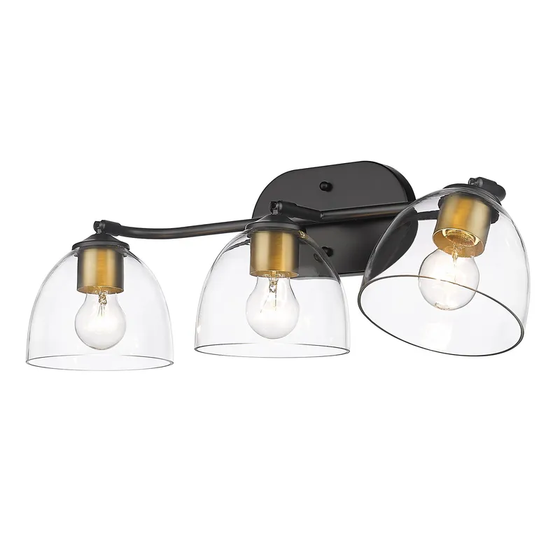 Golden Lighting Roxie 3-light Vanity in Matte Black and Brushed Champagne Brass Accents — Golden Lighting LED Wall Lights  