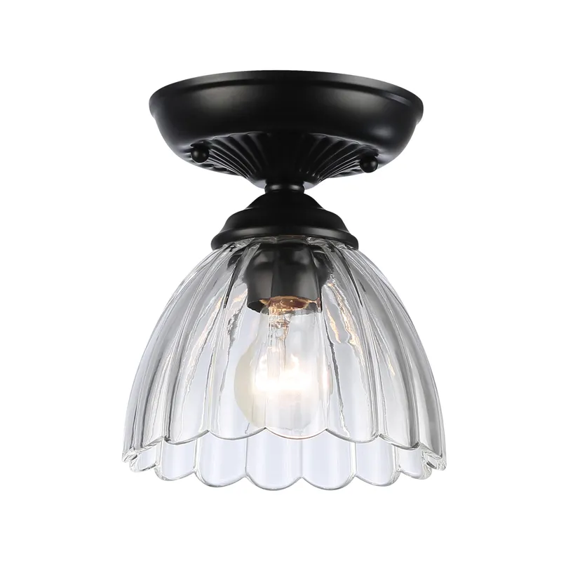 Golden Lighting Audra 1-light 7in Semi-Flush Mount in Matte Black — Golden Lighting LED Ceiling Lights  