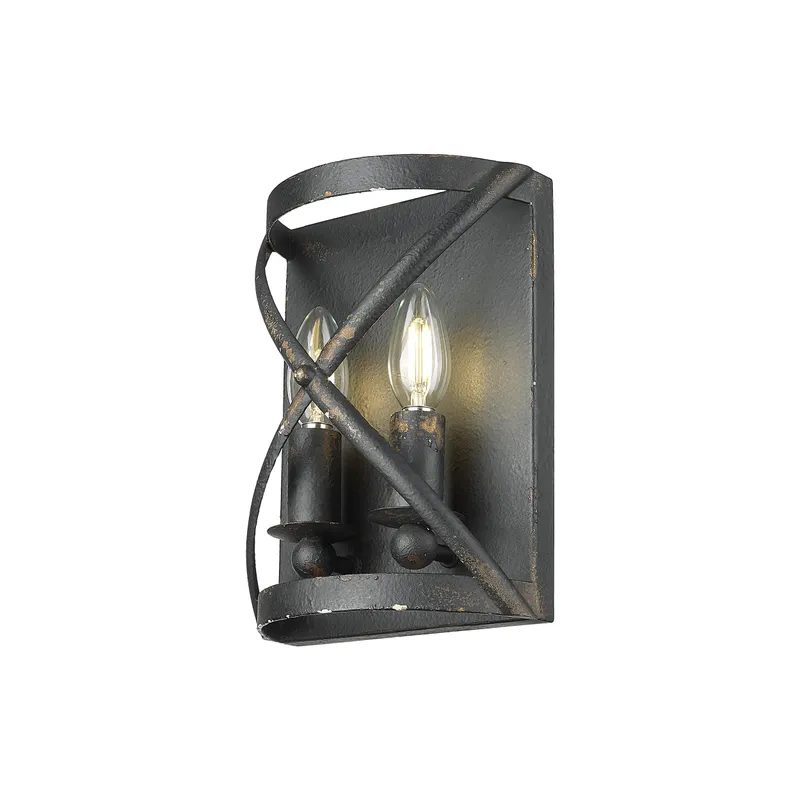 Golden Lighting Alcott 2-light Wall Sconce in Antique Black Iron — Golden Lighting LED Wall Lights  