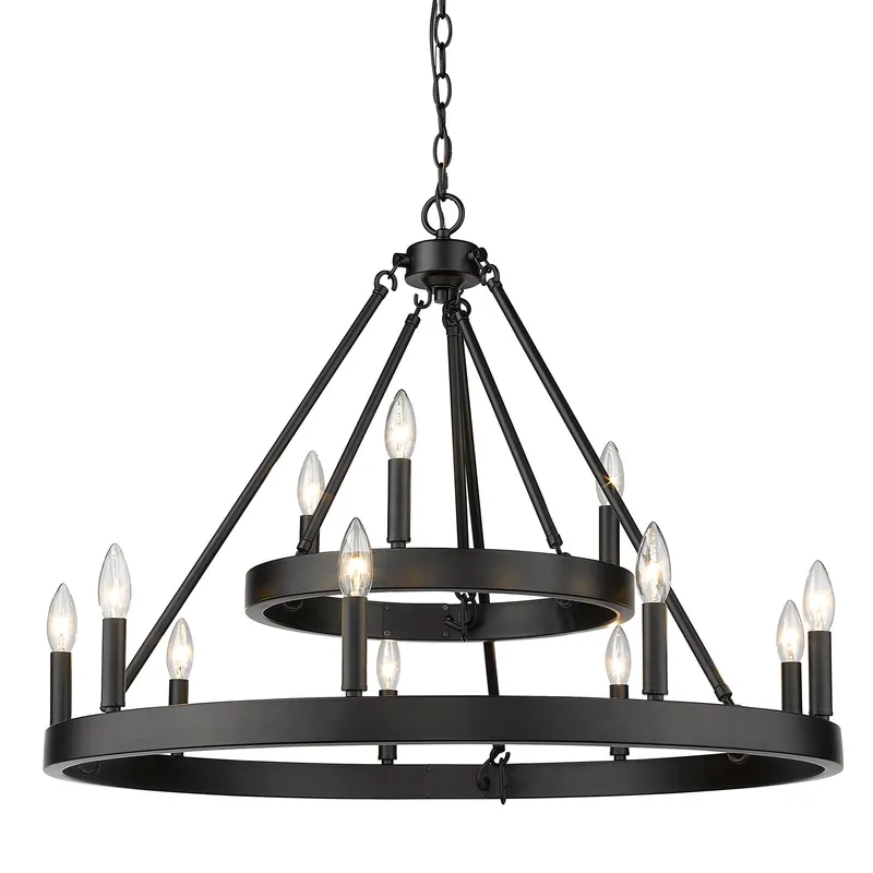 Golden Lighting Alastair 12-light Chandelier in Matte Black — Golden Lighting LED Pendant Lights  