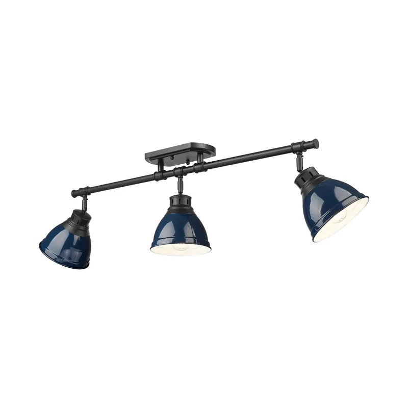 Yep by Golden Lighting Duncan 3-light Semi-Flush Mount in Matte Black and Navy Blue shade — Golden Lighting LED Ceiling Lights 100.0W 