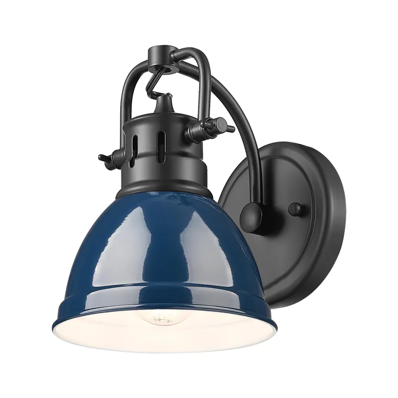 Yep by Golden Lighting Duncan 1-light Vanity in Matte Black and Navy Blue shade — Golden Lighting LED Wall Lights  