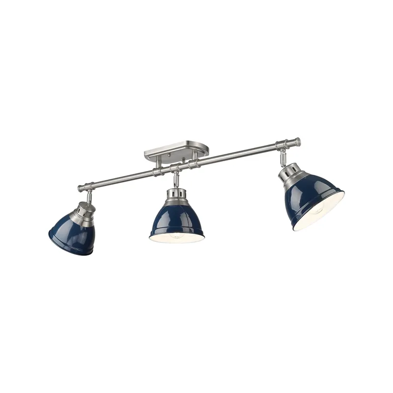 Yep by Golden Lighting Duncan 3-light Semi-Flush Mount in Pewter and Navy Blue shade — Golden Lighting LED Ceiling Lights  