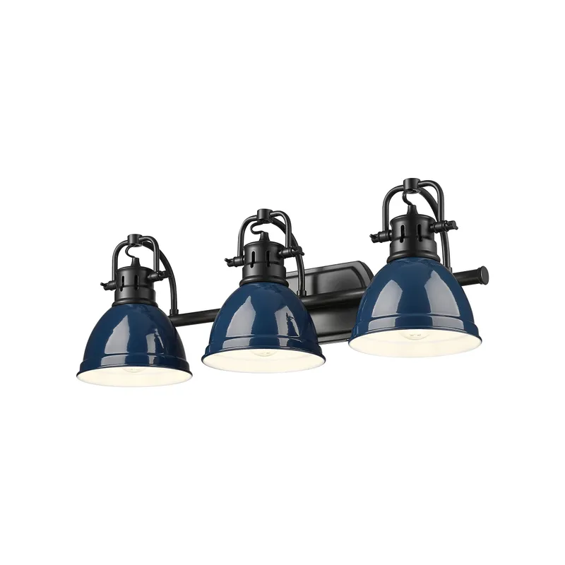 Yep by Golden Lighting Duncan 3-light Vanity in Matte Black and Navy Blue shade — Golden Lighting LED Wall Lights  