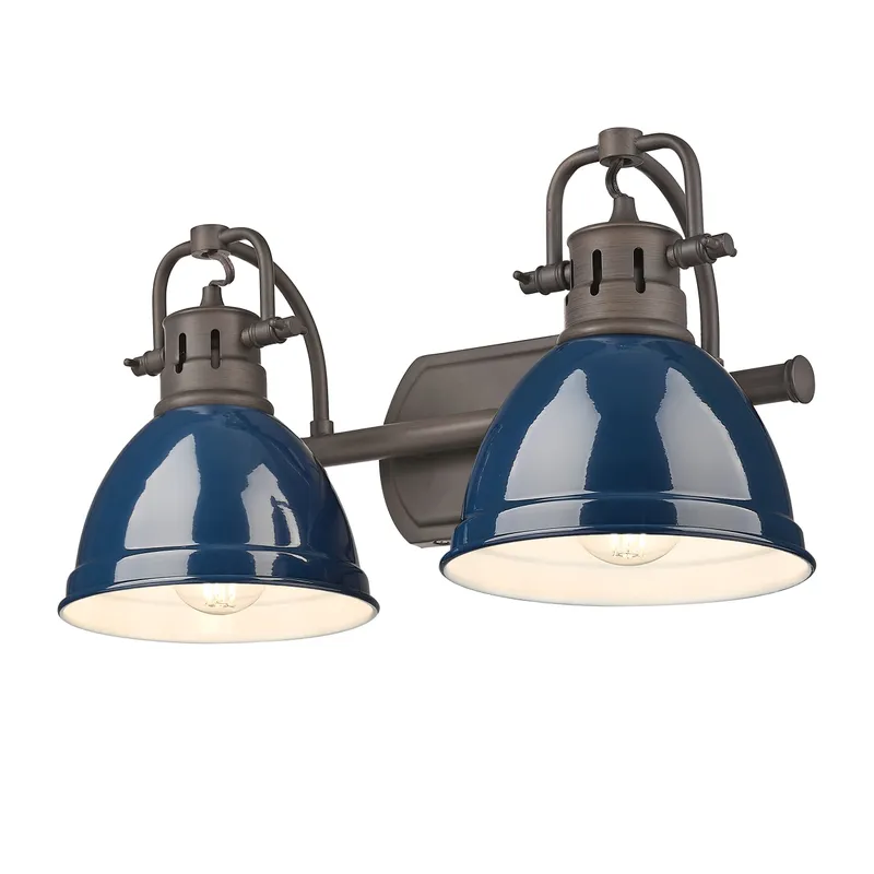 Yep by Golden Lighting Duncan 2-light Vanity in Rubbed Bronze and Navy Blue shade — Golden Lighting LED Wall Lights 100.0W 